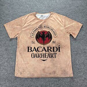 Bacardi Oakheart Tshirt Mens 2XL Beige Short Sleeve La Casa De‎ Murcielago